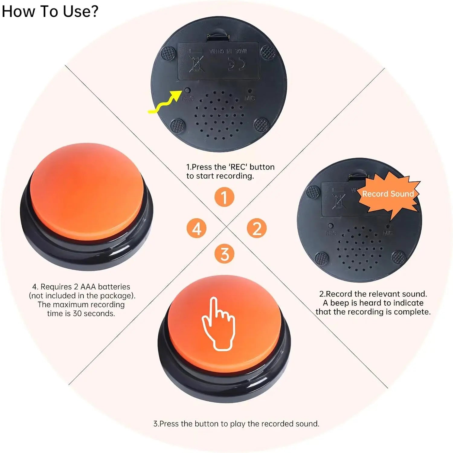 Dog Interactive Voice Recording Buzzer